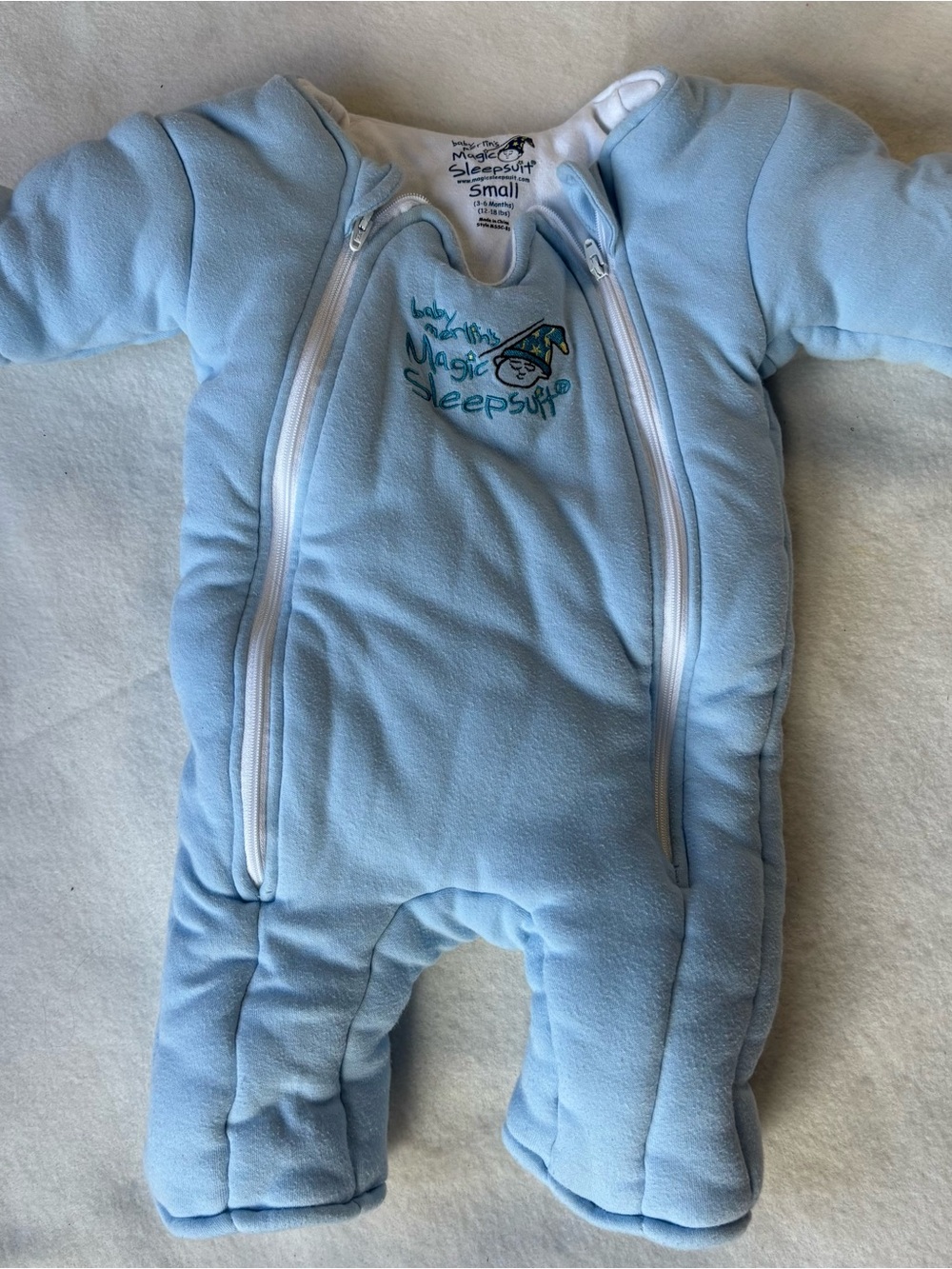 Baby Merlin’s Magic Sleepsuit Light Blue Infant One-Piece Sleeper Dual Zippers